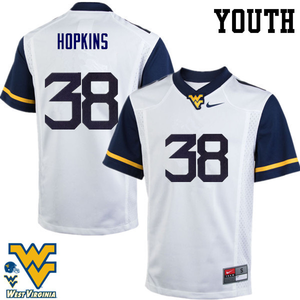 Youth #38 Jamicah Hopkins West Virginia Mountaineers College Football Jerseys-White